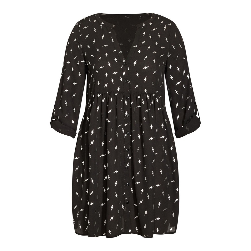 Evans Black Lightening Bolt Tunic - Size 20 - NWOT